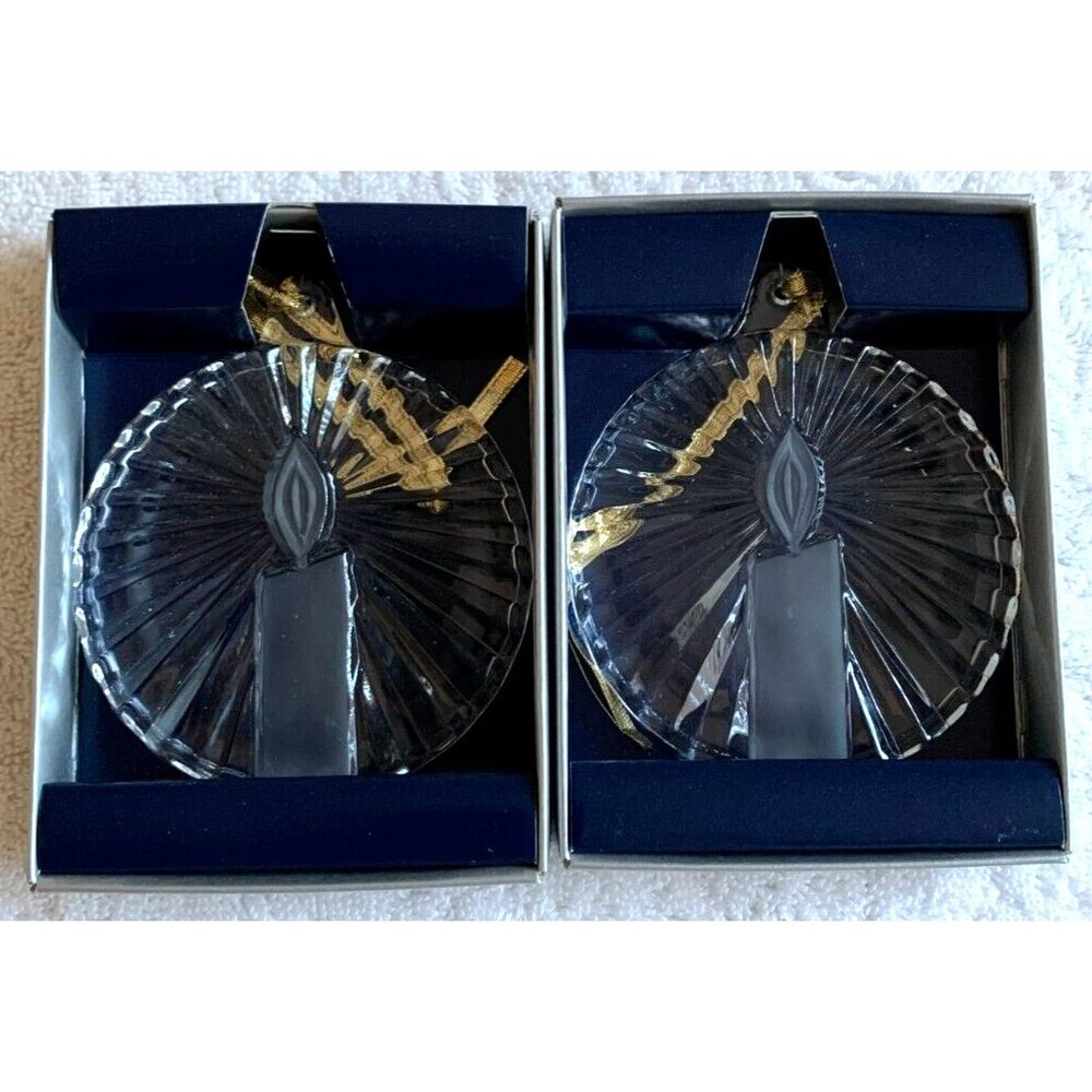 Mikasa Christmas Noel Set Of 2 Ornaments Round 3.25 inch Glass Candle EUC